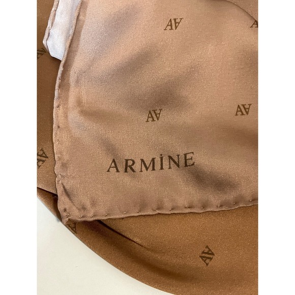Armine Luxury Pure Silk Ombre All Over Logo Monogram Head Purse‎ Scarf Brown - Picture 7 of 8
